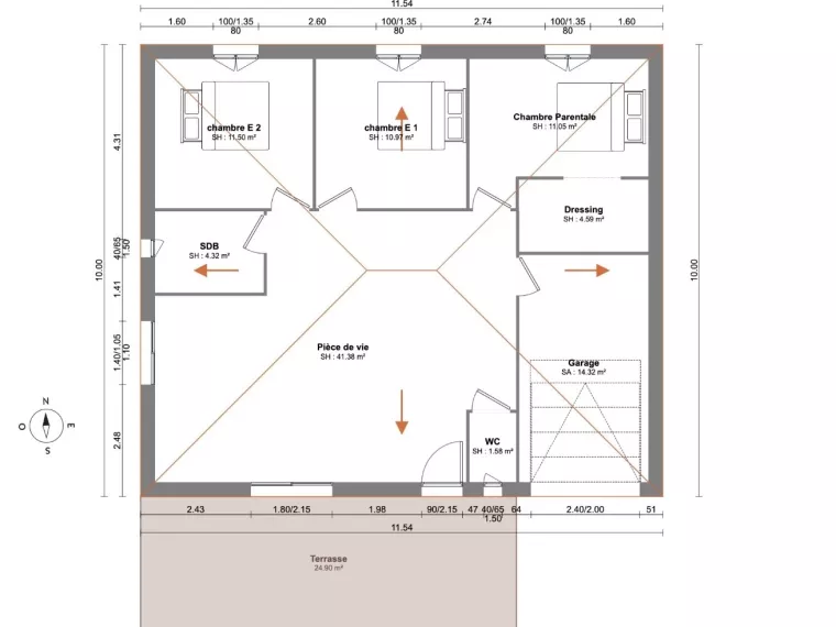 PROJET DE CONSTRUCTION-VILLA 90M2-TERRAIN 400M2